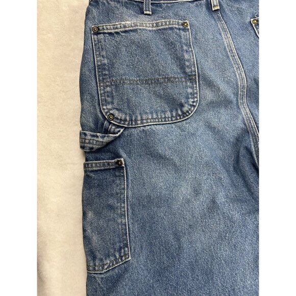 Carhartt Mens Double Knee  Workwear Blue Denim Jeans 36x34 Original Dungaree Fit - Picture 9 of 16